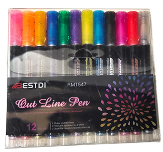 Double Line Outline Pen Set of 12