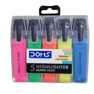 Doms Highlighter Pen Set of 5 Neon Colours