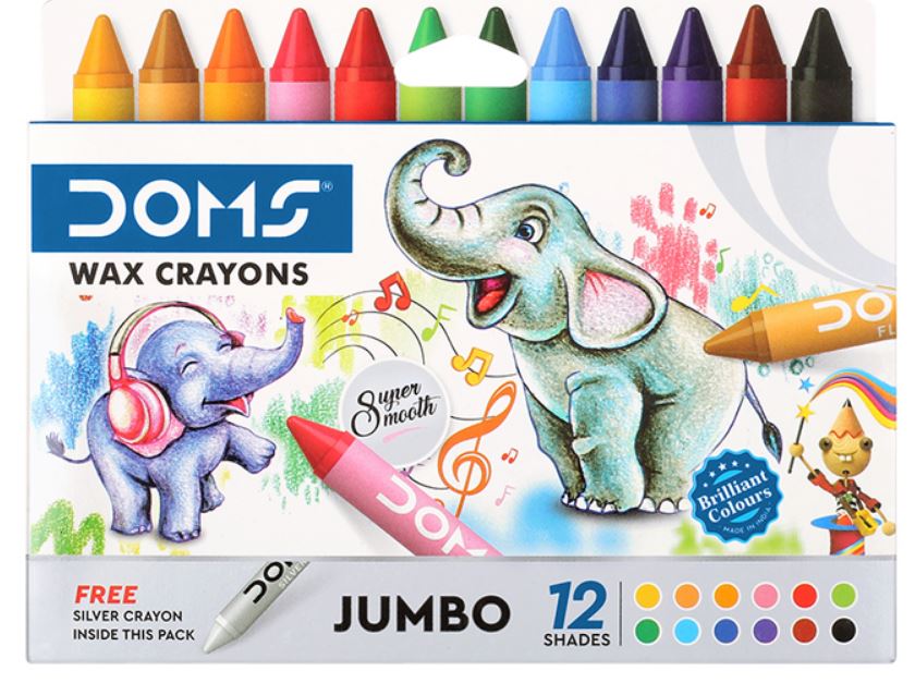 DOMS Long Jumbo Wax Crayons 12 shades