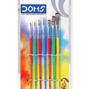DOMS Colour Flat & Round Brush set 7 pcs in Flat Size-2,4,6 & Round Size-0,2,4,6